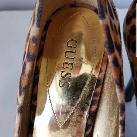 Guess Cheetah Stiletto Platform Heels Sz 7M - Picture 4 of 6